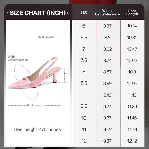 🆕Pink Faux Leather Slingback Kitten Heel Pumps, Pearl Pointed Toe for Wedding - Picture 7 of 7